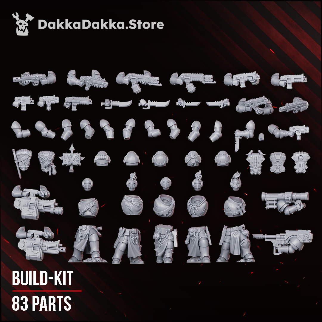 Great Vortex Knights build kit parts, 83 parts, Dakka Dakka Store render