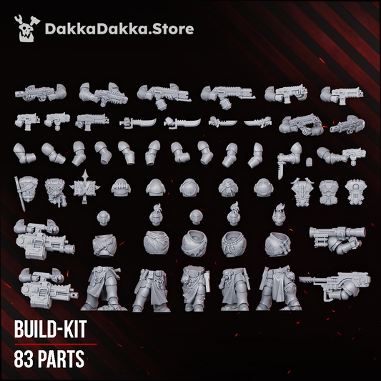 Great Vortex Knights build kit parts, 83 parts, Dakka Dakka Store render