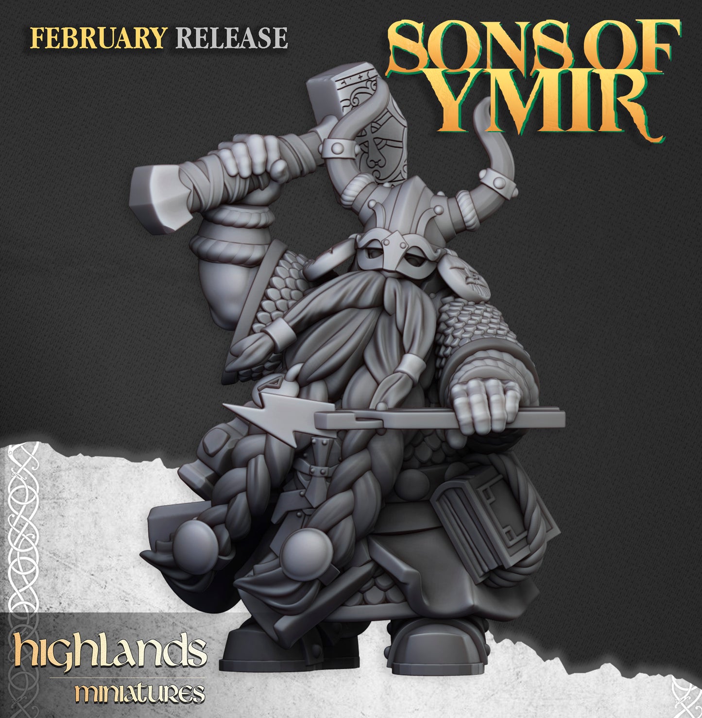 Great Dwarf Runemaster with winged helm and rune-hammer
