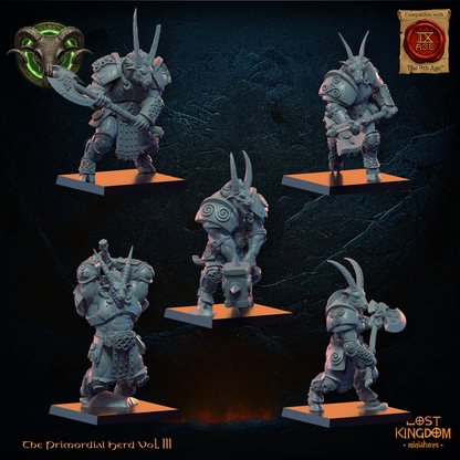 Longhorn Herd Models 6 to 10, three-quarter view from the right, Lost Kingdom Miniatures render