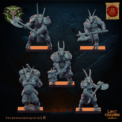 Longhorn Herd Models 6 to 10, front view, Lost Kingdom Miniatures render