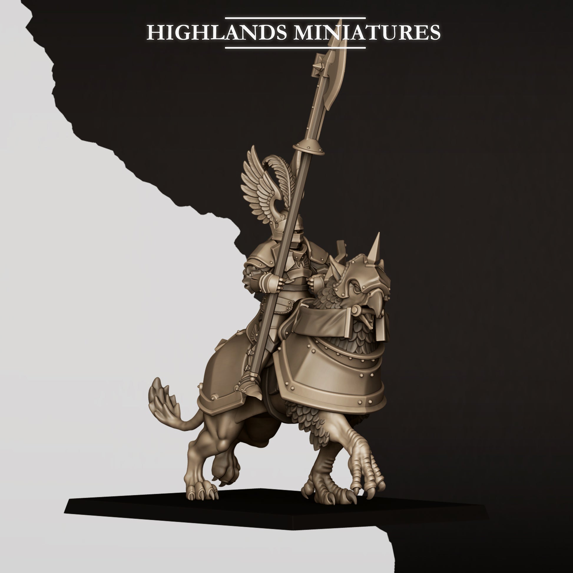 Sunland wingless gryphon knight rider A with poleaxe, mounted on an armoured gryphon