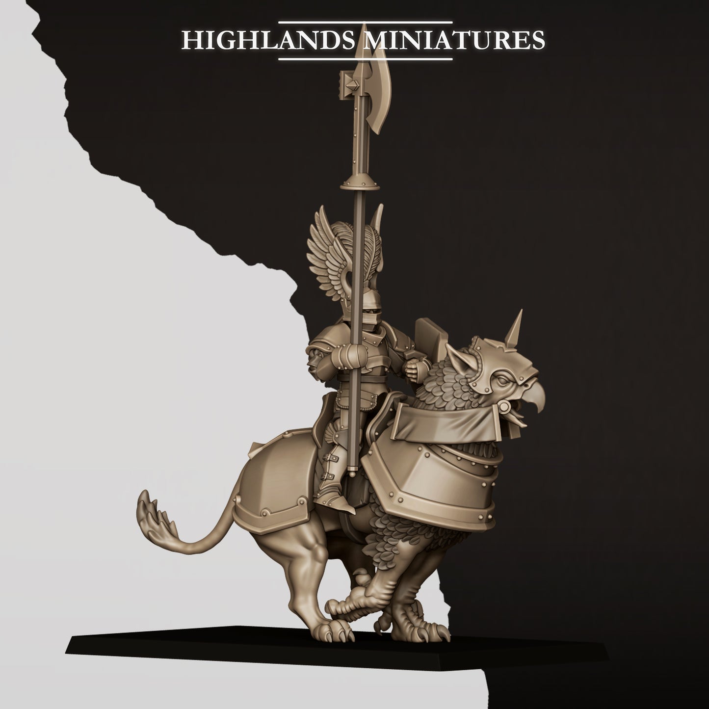Sunland wingless gryphon knight rider B, mounted lancer on an armoured gryphon