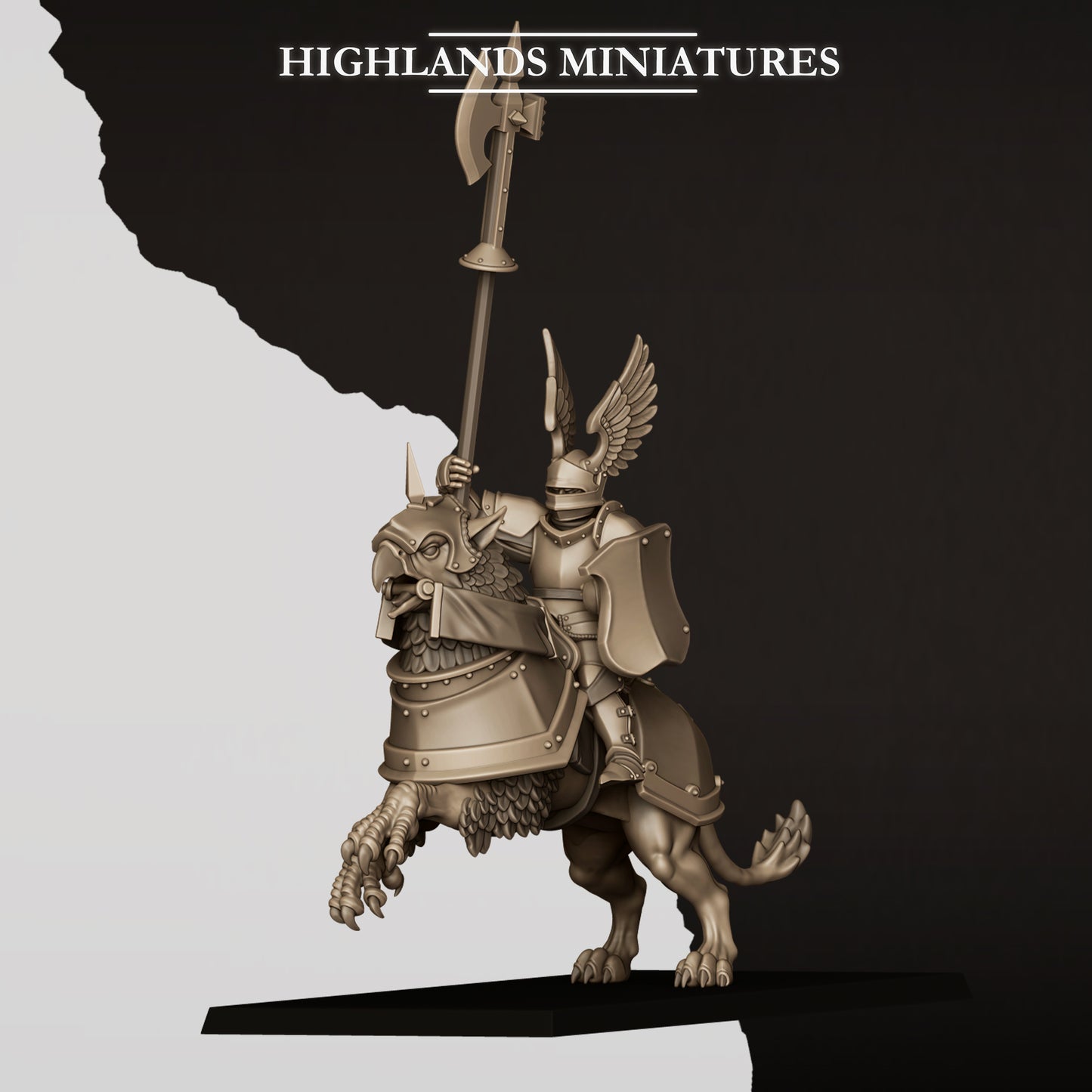 Sunland wingless gryphon knight rider C, mounted on an armoured gryphon