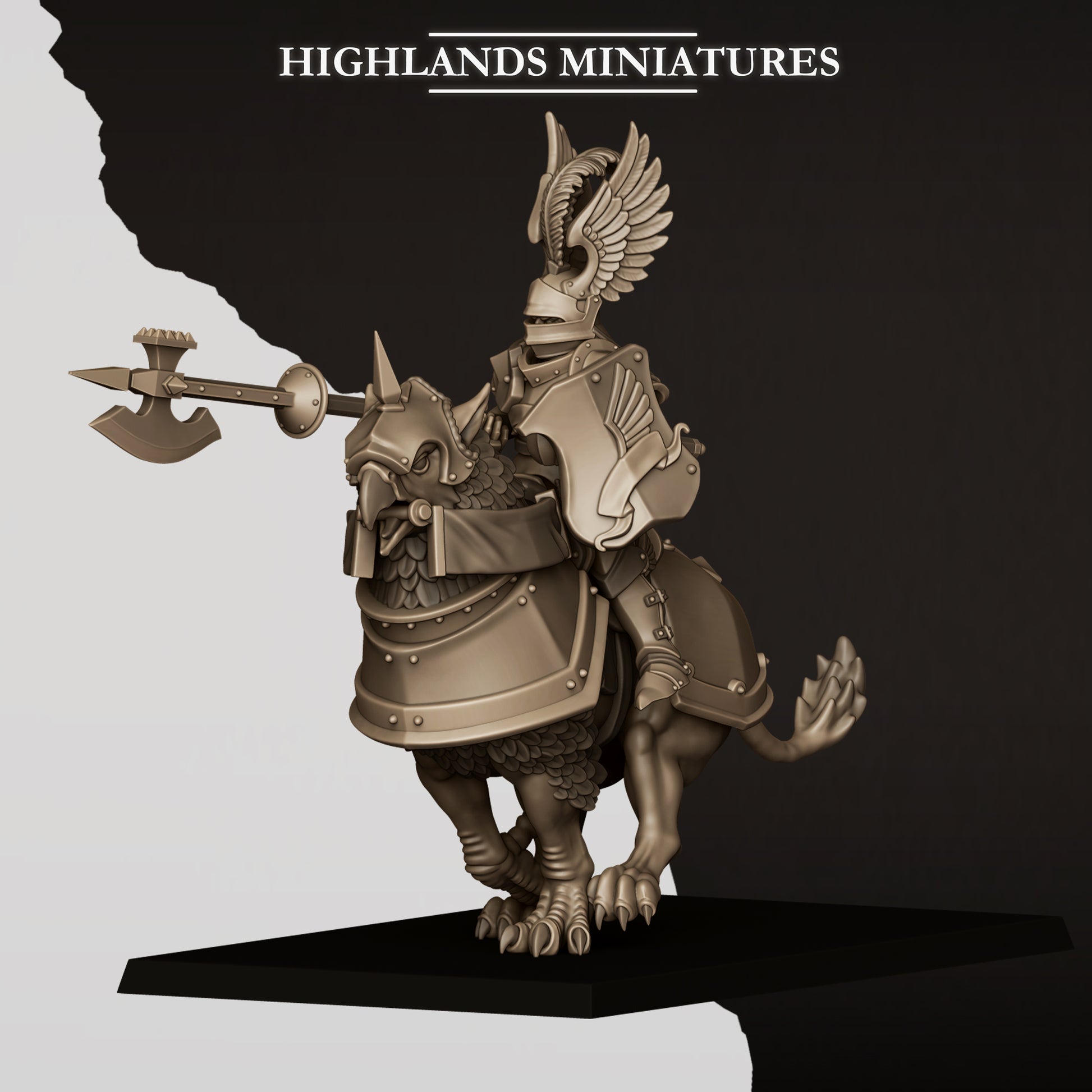 Sunland wingless gryphon knight rider D, mounted on an armoured gryphon