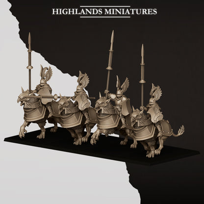 Sunland wingless gryphon knights with the alternate spear and lance weapon option
