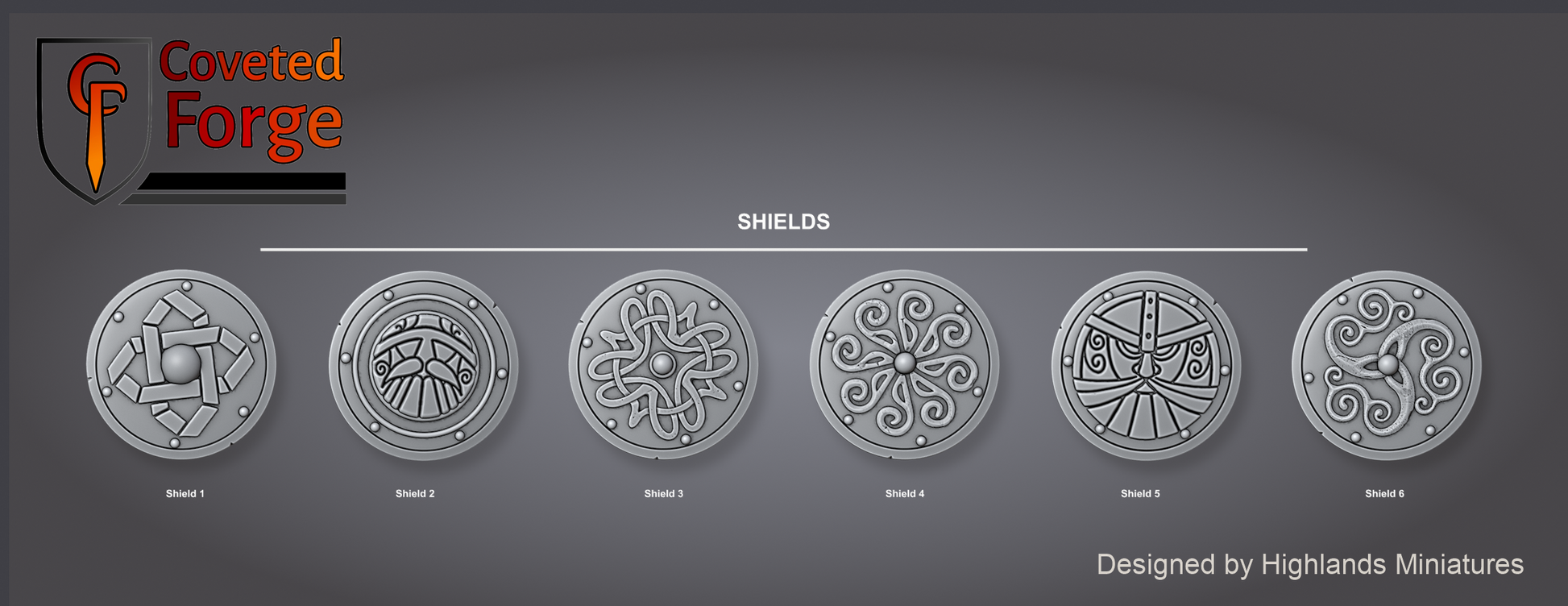 Huscarl shield designs, Shield 1 through Shield 6
