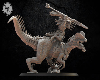 Ezocamatl General on Dilophosaurus | Saurian Ancients | Lost Kingdom Miniatures |