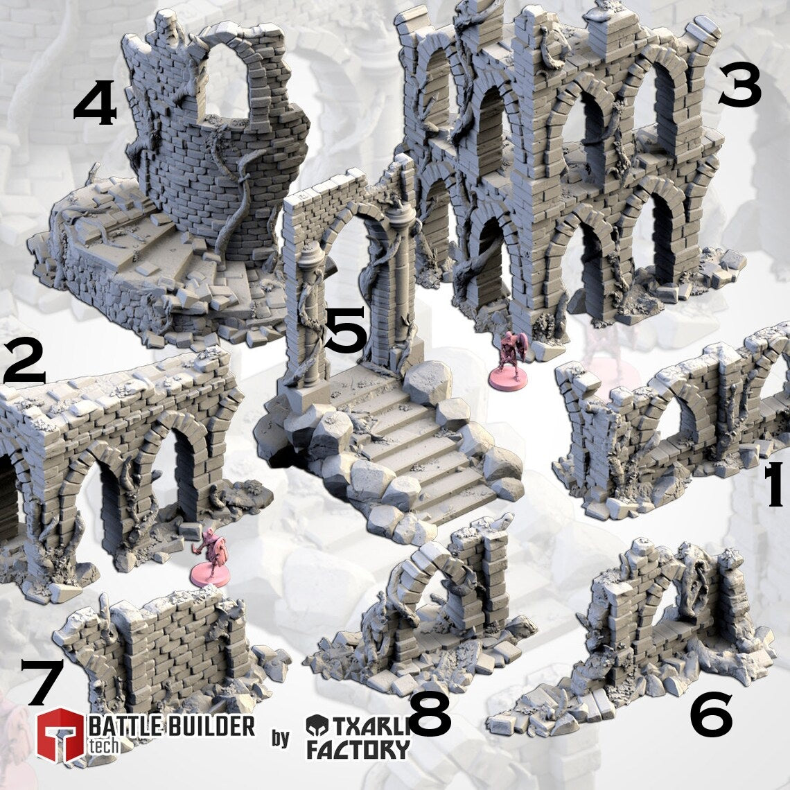 Watchtower Ruins Scatter Terrain – 28mm Scale – 3D Printed For D&D / Tabletop