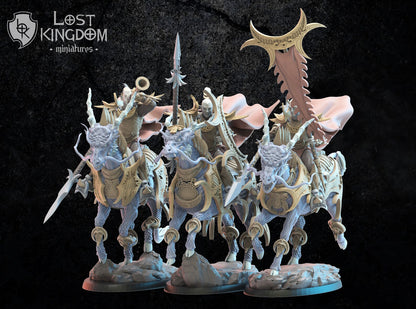 Shēdo Knights on Longma Command Group | Night Elves / Dark Elves | Lost Kingdom Miniatures | Tabletop Gaming | Pathfinder