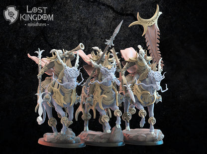 Shēdo Knights on Longma Command Group | Night Elves / Dark Elves | Lost Kingdom Miniatures | Tabletop Gaming | Pathfinder