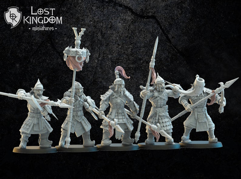 Mongobbo spearmen on foot | Greenskins | Infernal Dwarves | Lost Kingdom Miniatures |