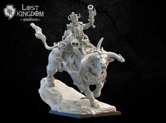 Elite Guard Commander On Bull | Infernal Dwarves | Lost Kingdom Miniatures |