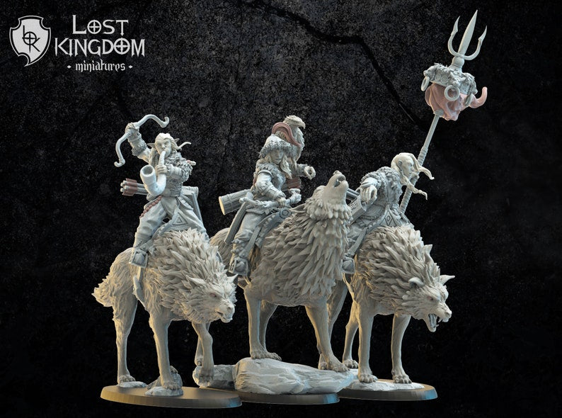 Steppe Riders On Direwolf | Greenskins | Infernal Dwarves | Lost Kingdom Miniatures |