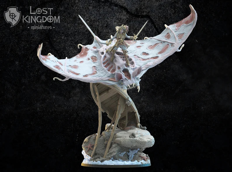 Elnora "Nightwind "Acheron On Undead Bat Ray | Undead of Misty Island | Lost Kingdom Miniatures