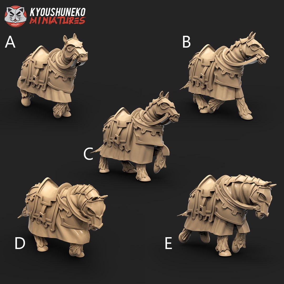 Kislev Heavy Horse Mounts | Resin 3D Printed Miniatures | Kyoushuneko | Table Top Gaming | RPG | D&D | Pathfinder