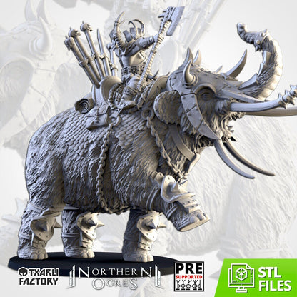 Ogre Khan on War Mammoth| | Northern Ogres | Resin 3D Printed Miniature | Txarli Factory | RPG | D&D
