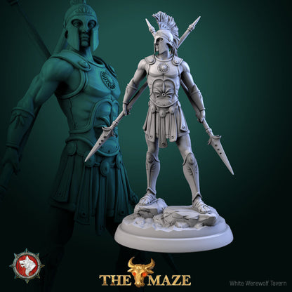 Hoplites Model 5: Greek hoplite with two spears on a rocky round base
