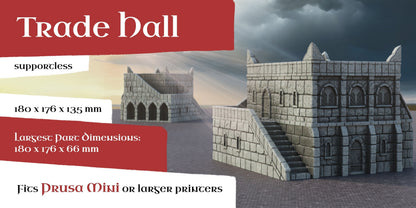 Trade Hall | 6-28mm Scale | Ivory City | The Print Goes Ever On | RPG | DnD | Table Top Gaming | Buildings and Terrain
