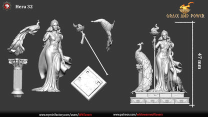 Hera | Grace and Power | Multiple Scales | Resin 3D Printed Miniature | White Werewolf Tavern