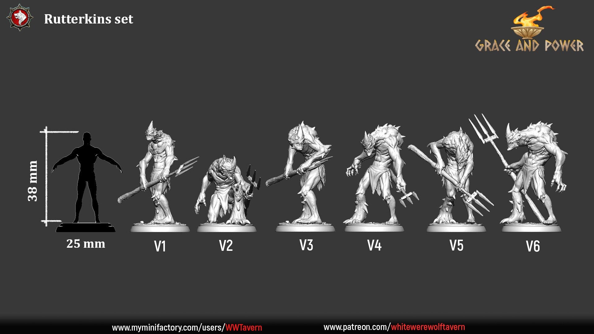 Rutterkins Set (6 options) | Grace and Power | Resin 3D Printed Miniature | White Werewolf Tavern | RPG | D&D | DnD