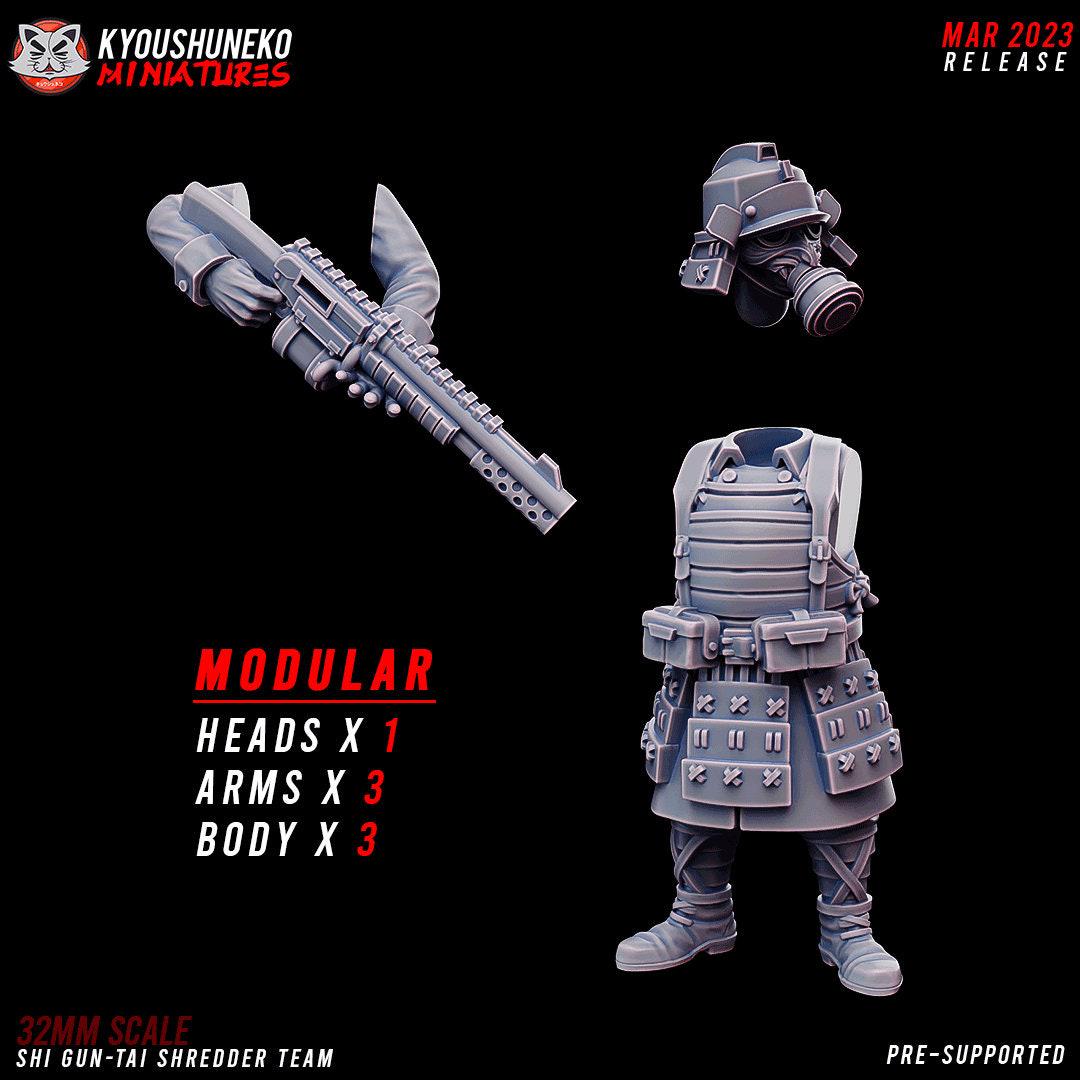 Shredder Team | Japanese Imperial Shi-gun Guard | Grimdark Sci-Fi Tabletop Gaming | Resin 3D Printed Miniature | Kyoushuneko