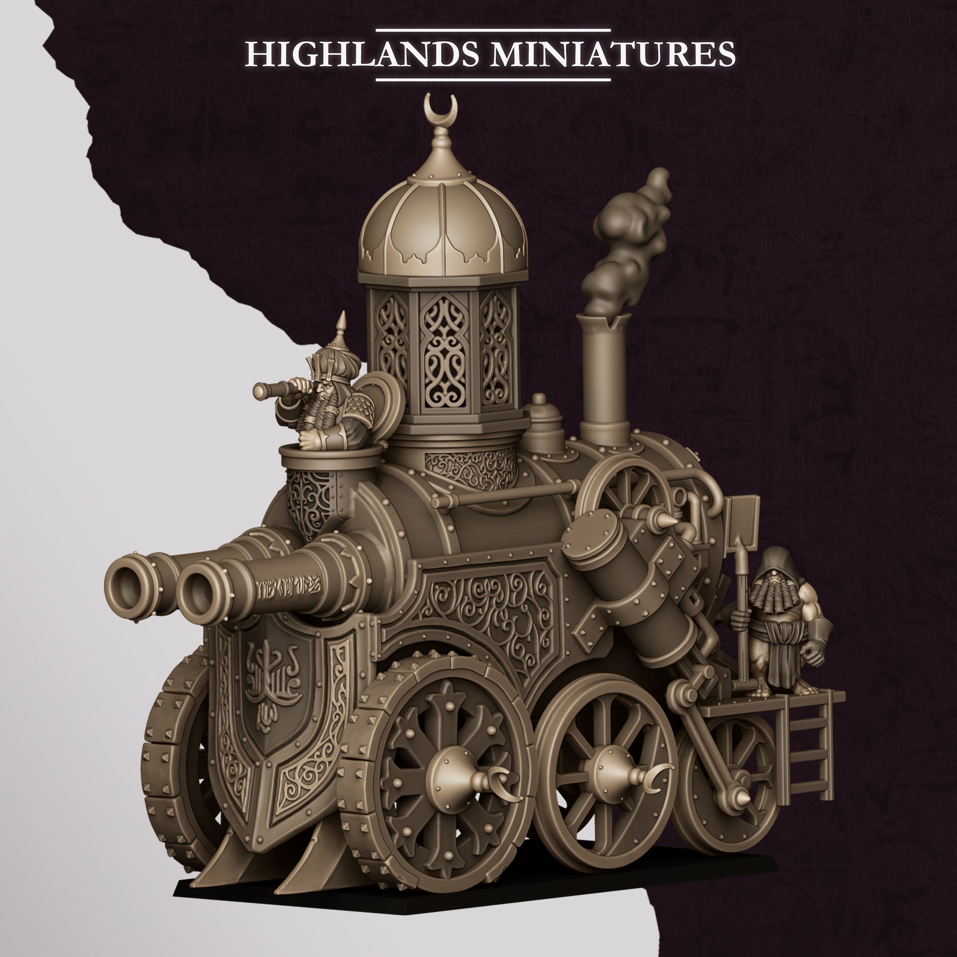 Marduk Iron Engine, Chaos Dwarf steam tank war machine miniature, 32mm resin by Highlands Miniatures