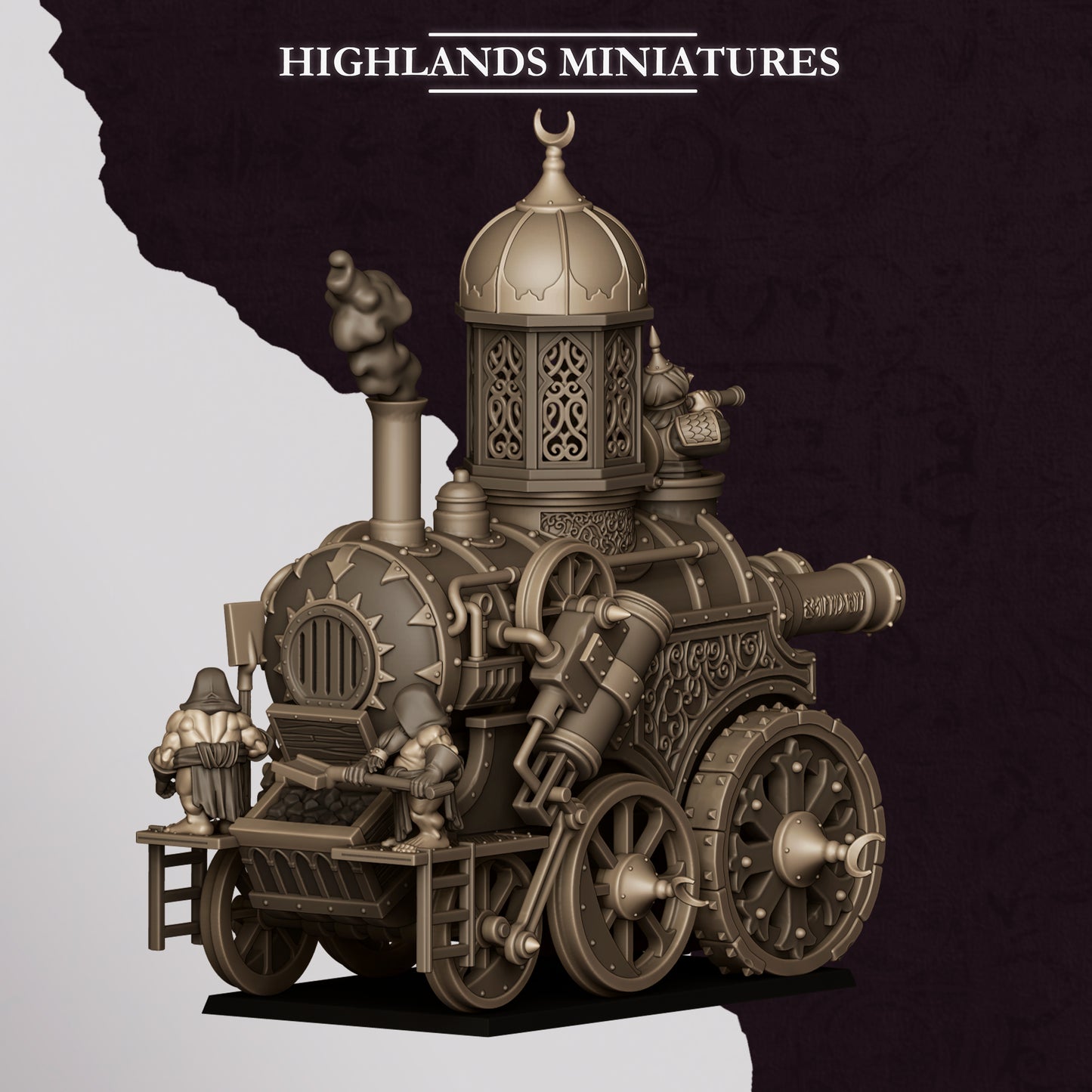 Marduk Iron Engine Chaos Dwarf war machine, front cannons, 32mm resin by Highlands Miniatures