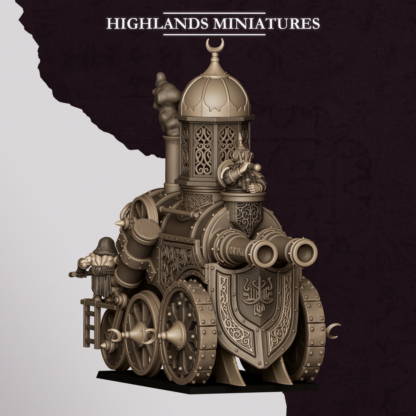 Marduk Iron Engine Chaos Dwarf war machine, crew detail, 32mm resin by Highlands Miniatures