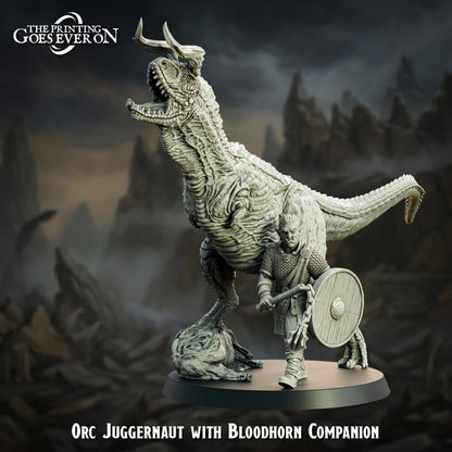 Orc Juggernaut champion with rearing Bloodhorn beast companion