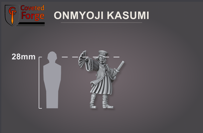 Onmyoji Kasumi scale reference, beside a 28mm human