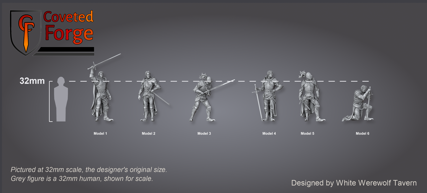 Scale reference: Kings Guard at 32mm scale beside a 32mm human silhouette