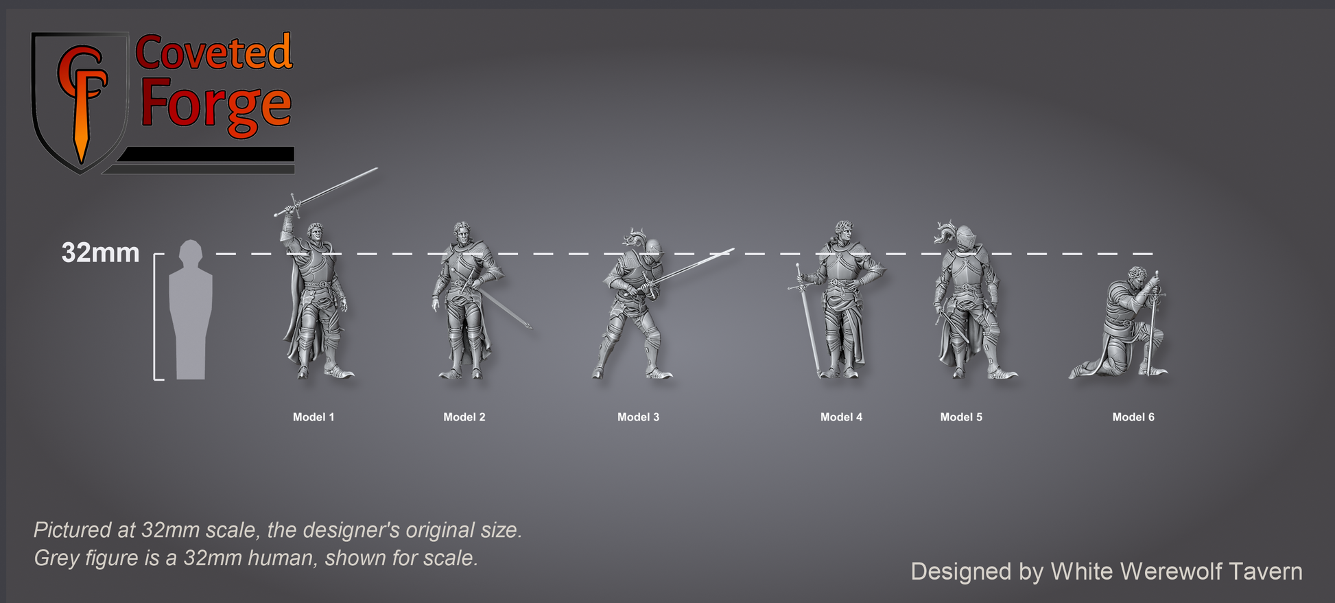 Scale reference: Kings Guard at 32mm scale beside a 32mm human silhouette