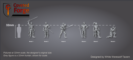 Scale reference: Kings Guard at 32mm scale beside a 32mm human silhouette
