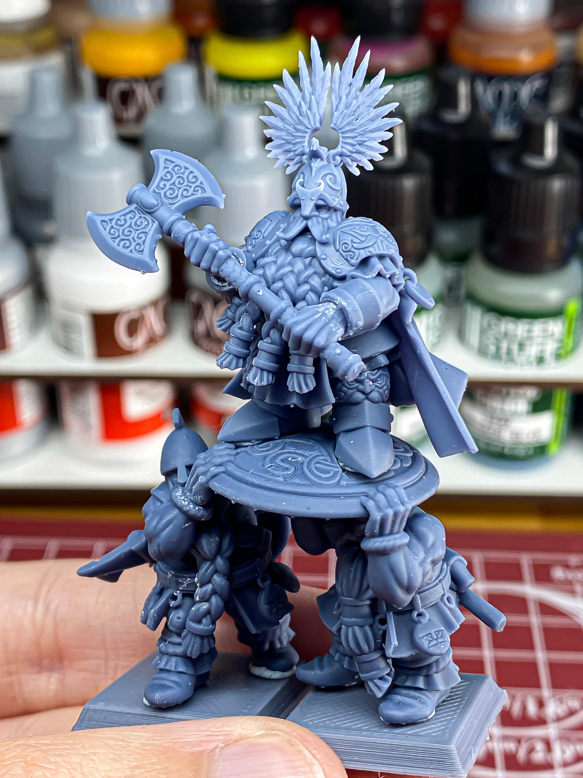 King Ulric of Thrym-Heim, unpainted resin print in hand, Highlands Miniatures photo