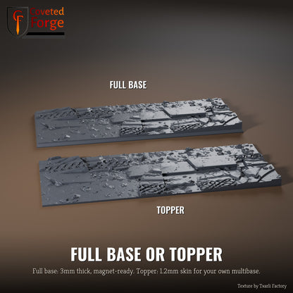 Ancestral Ruins 125 x 50mm multibase as a full base and as a base topper, side by side