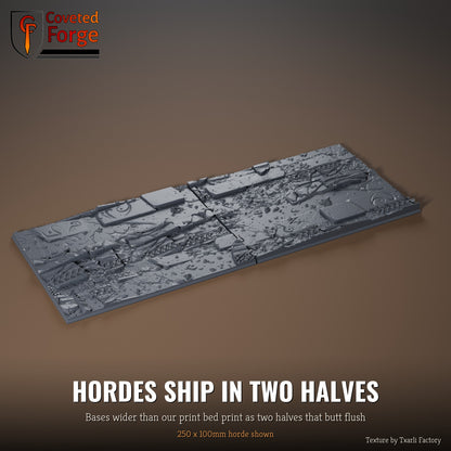 Ancestral Ruins 250 x 100mm horde multibase printed as two halves that butt flush