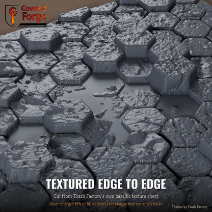 Basaltic multibase texture close-up, 3D printed resin cut from the Txarli Factory basaltic texture