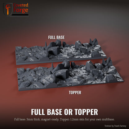 Chaos Hell 125 x 50mm multibase as a full base and as a base topper, side by side