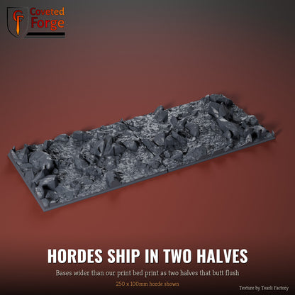 Chaos Hell 250 x 100mm horde multibase printed as two halves that butt flush