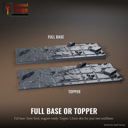 City Ruins 125 x 50mm multibase as a full base and as a base topper, side by side
