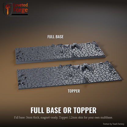 Cracked Desert 125 x 50mm multibase as a full base and as a base topper, side by side