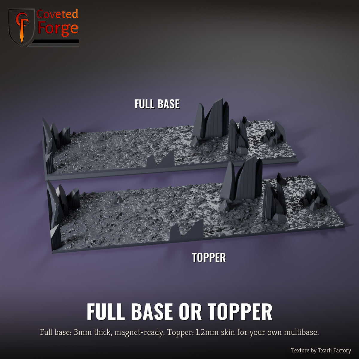 Crystal 125 x 50mm multibase as a full base and as a base topper, side by side