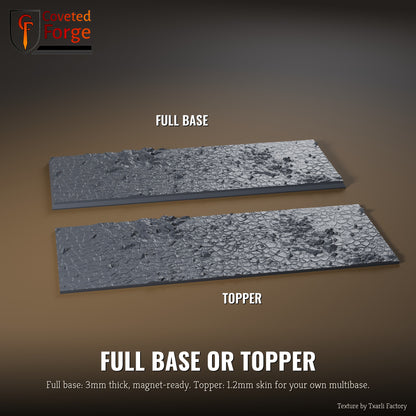 Dry Ground 125 x 50mm multibase as a full base and as a base topper, side by side