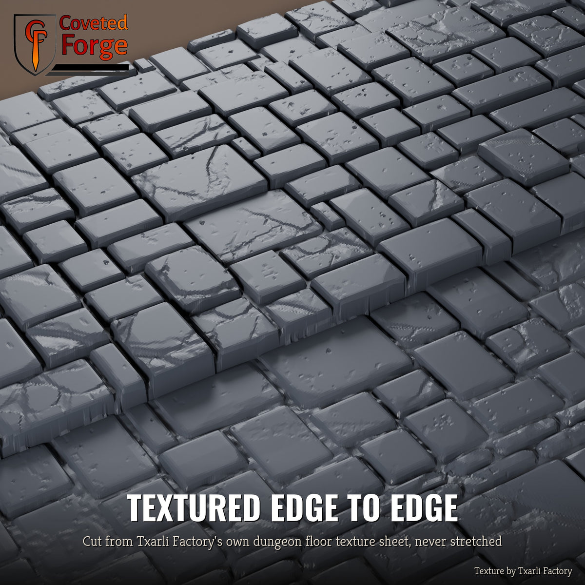 Dungeon Floor multibase texture close-up, 3D printed resin cut from the Txarli Factory dungeon floor texture