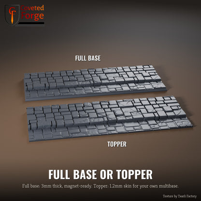 Dungeon Floor 125 x 50mm multibase as a full base and as a base topper, side by side