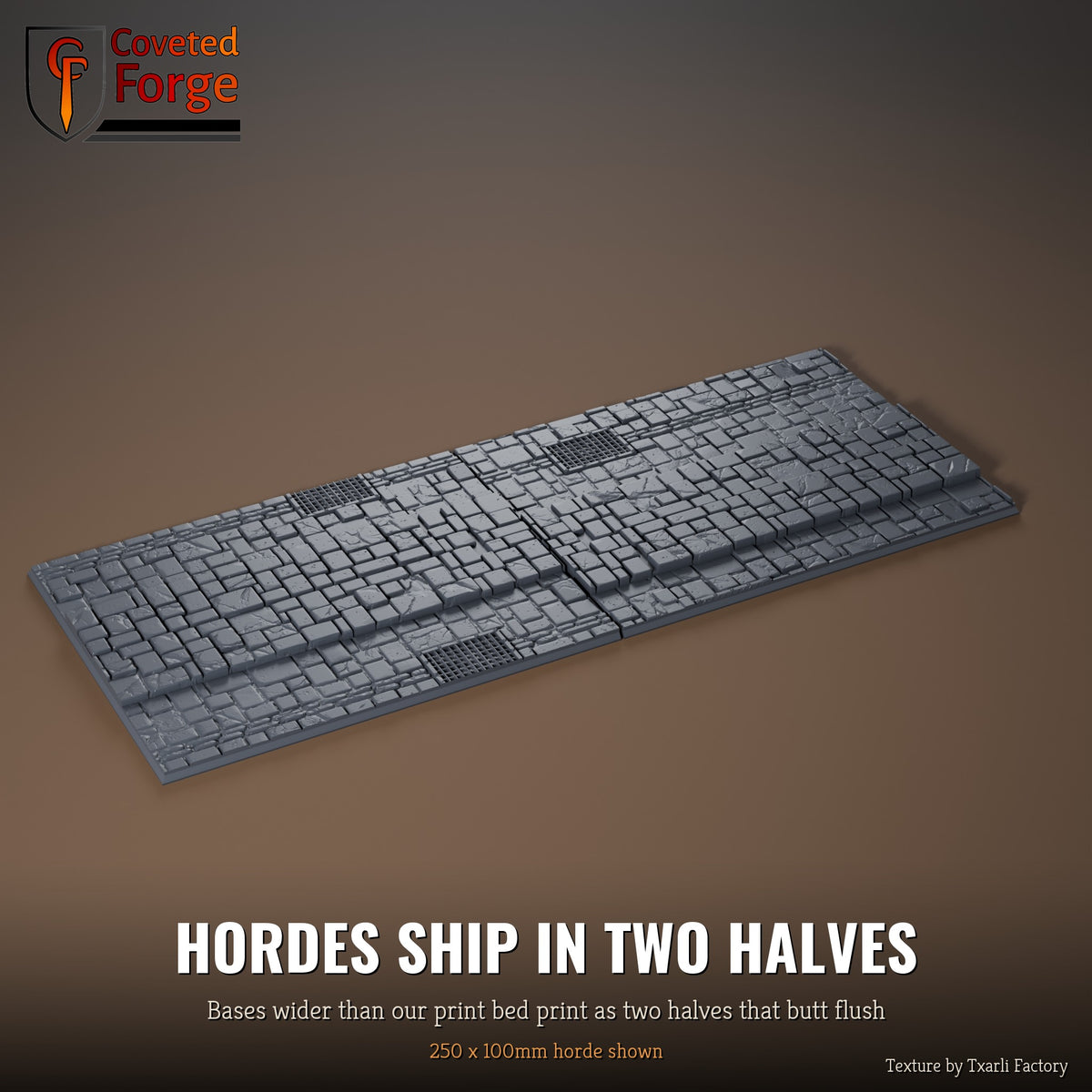 Dungeon Floor 250 x 100mm horde multibase printed as two halves that butt flush