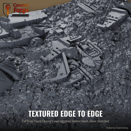 Egyptian multibase texture close-up, 3D printed resin cut from the Txarli Factory egyptian texture