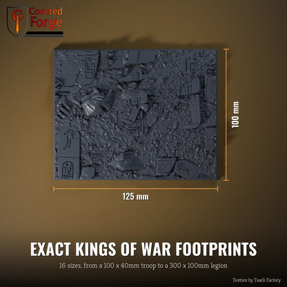 Egyptian multibase top view with dimensions, 125 x 100mm footprint