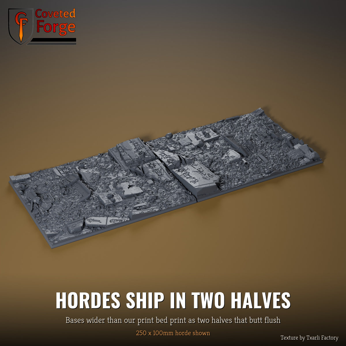 Egyptian 250 x 100mm horde multibase printed as two halves that butt flush